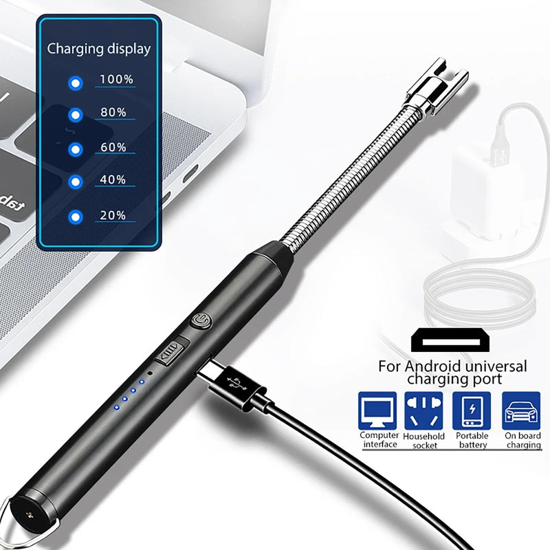 360° Flexible USB Rechargeable Electronic Arc Lighter – Windproof & Safe