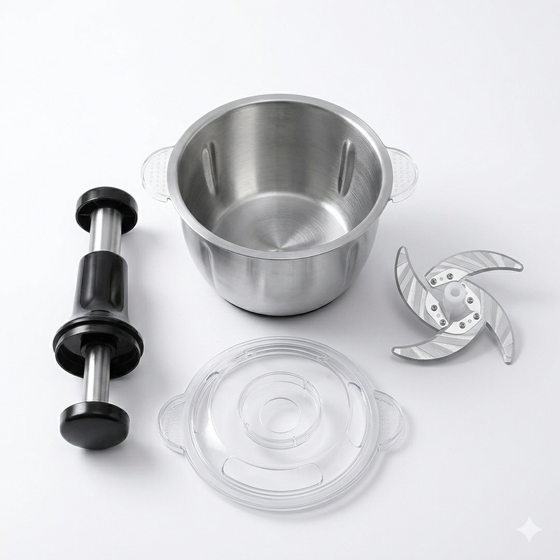 Falari 2L Stainless Steel Hand Push Chopper & Vegetable Grater | Manual Food Processor