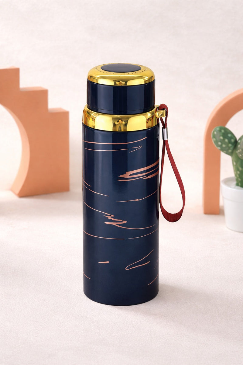 Premium Marble Print Stainless Steel Water Bottle - Elegant Vacuum Insulated Flask - Random Color